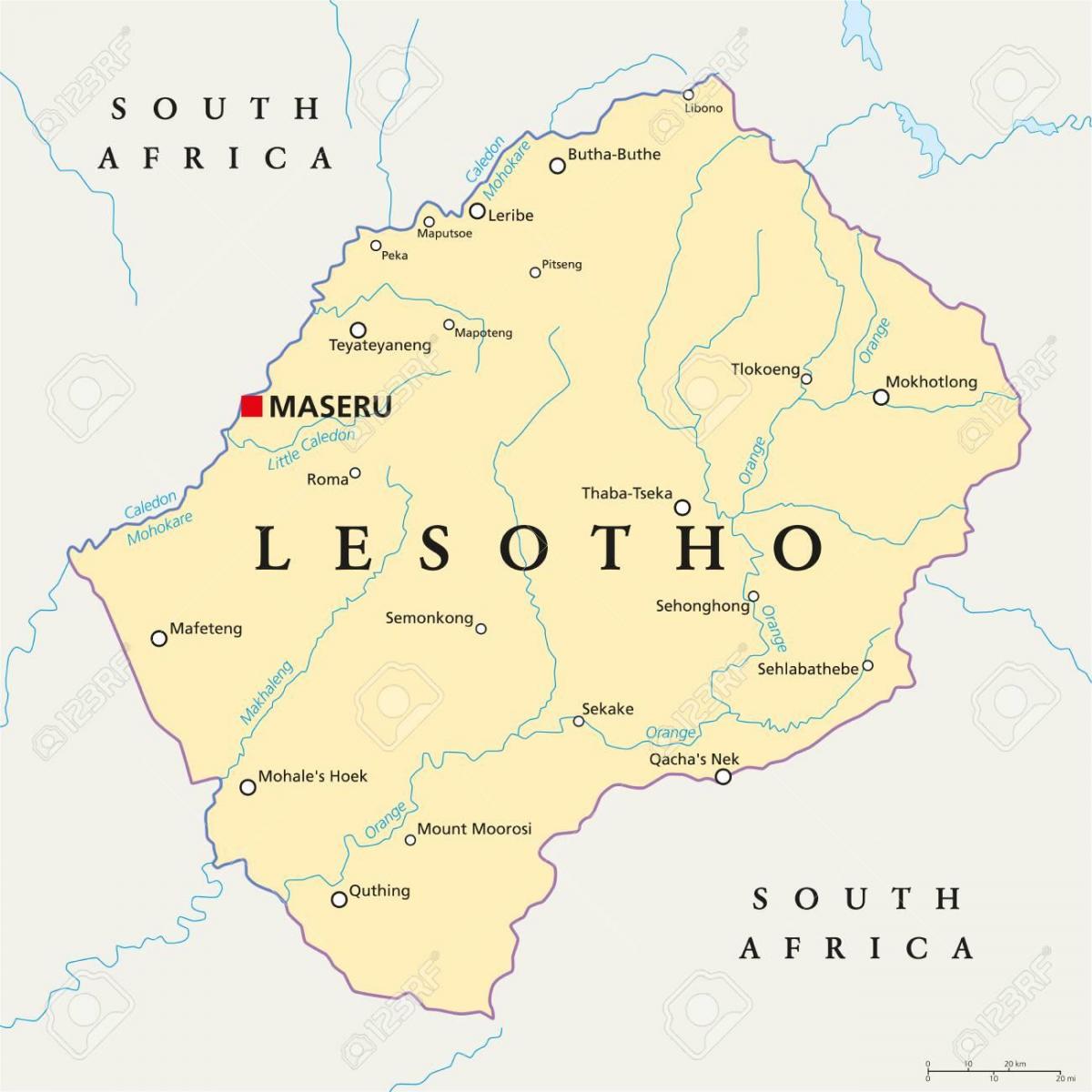 mapa maseru, Lesotho