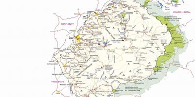 Mapa Lesotho granicznej