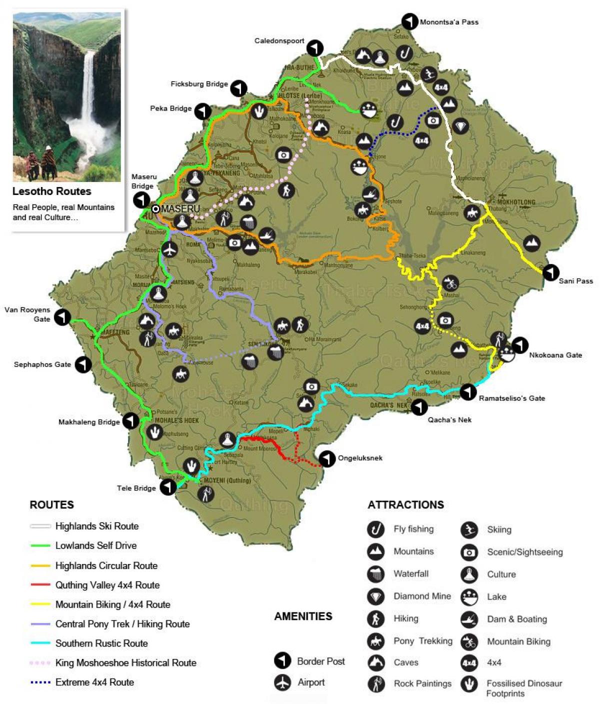mapa Lesotho turysta