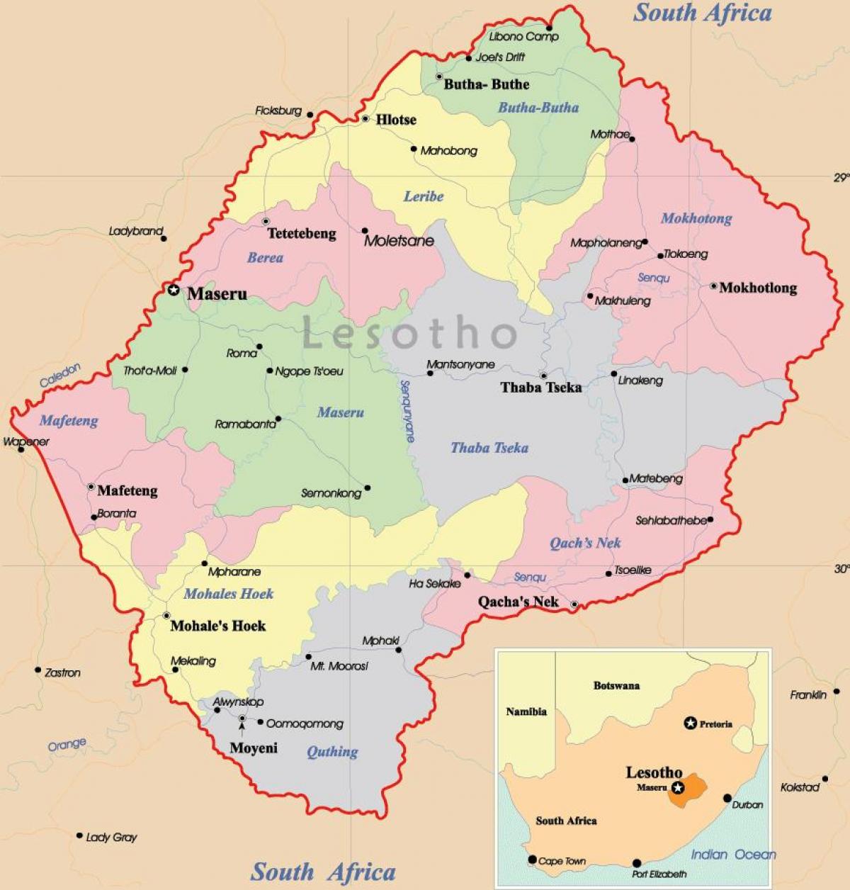 mapa Lesotho