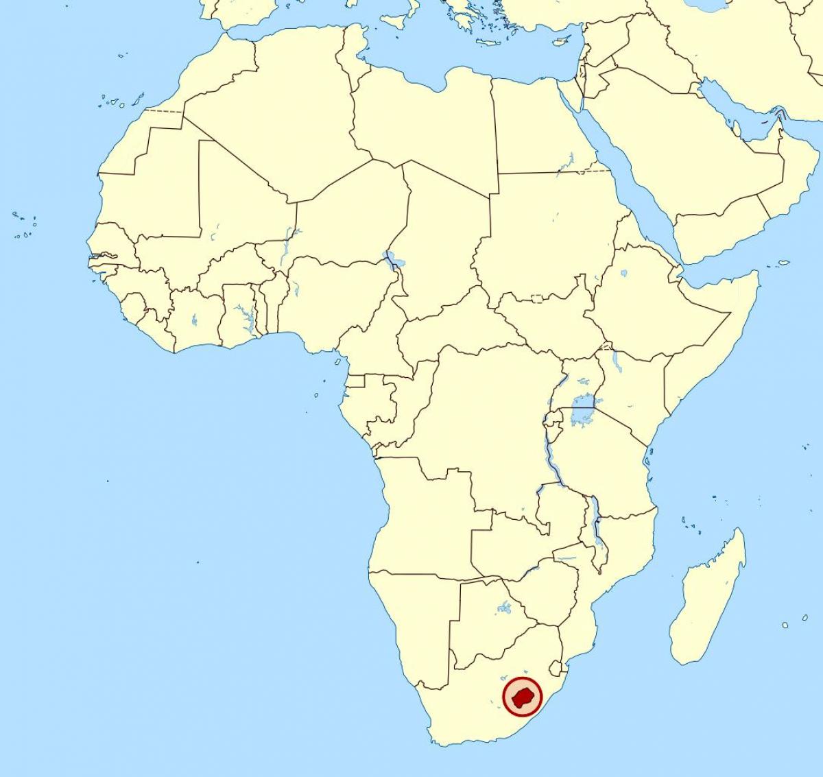 mapa Lesotho na mapie Afryki