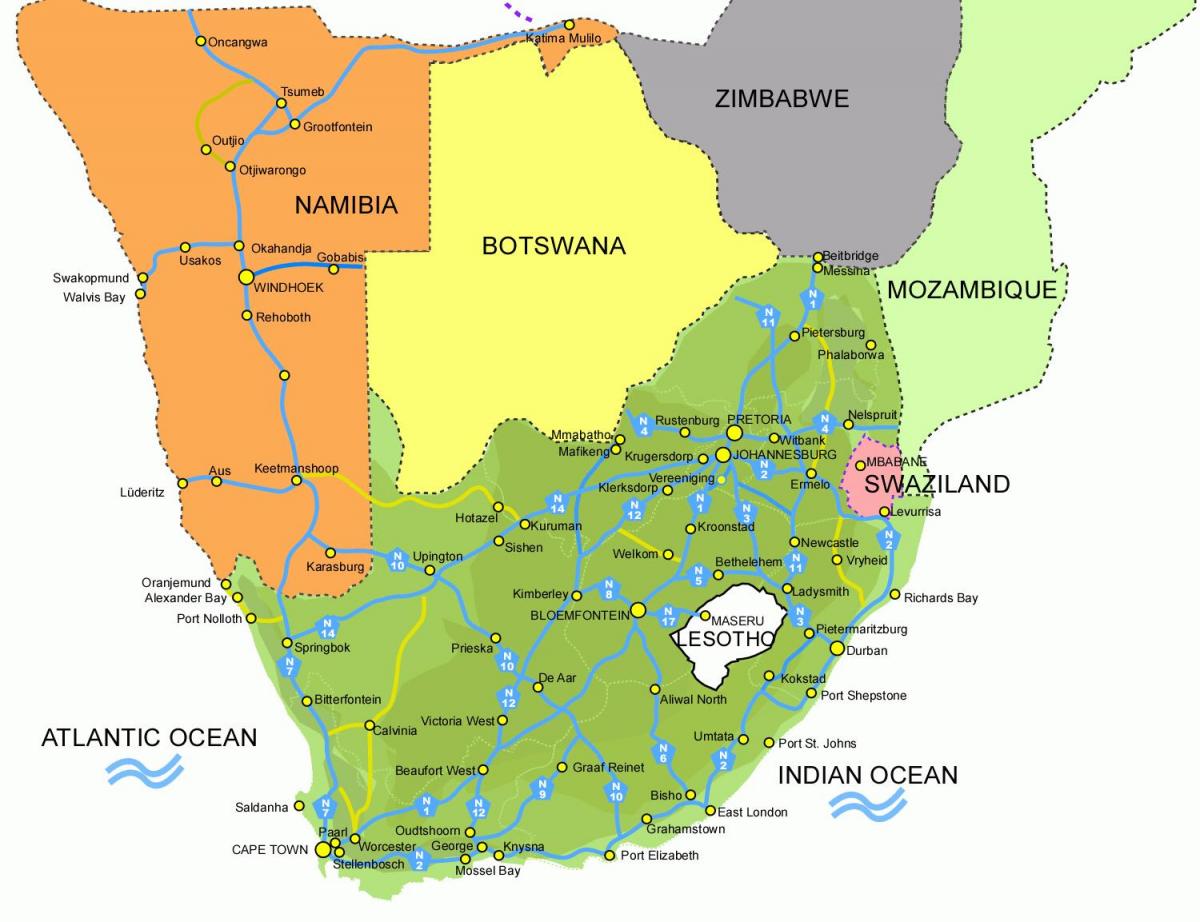 mapa Lesotho i rpa