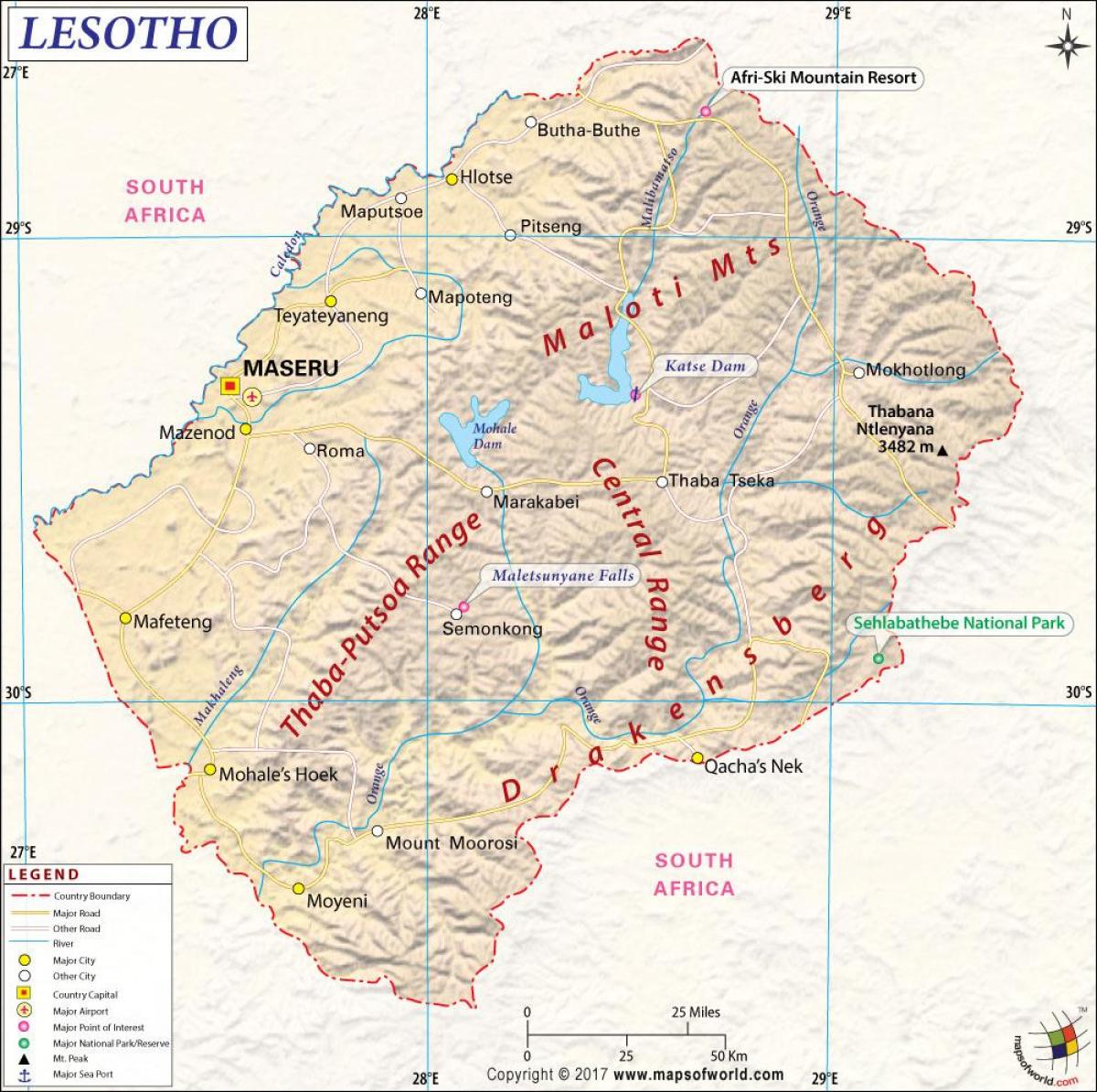Lesotho mapie zdjęcia